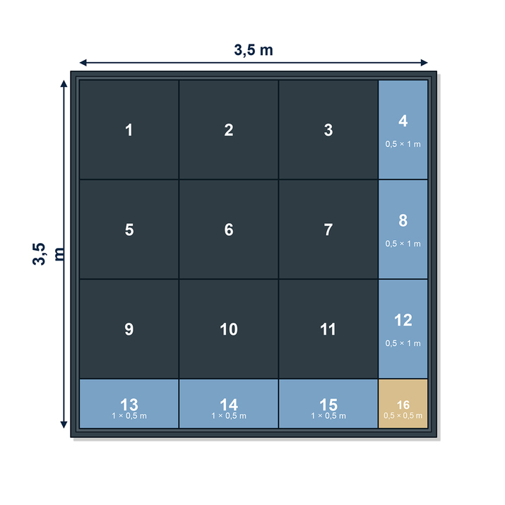 Staldmåtte 20 mm, 1 x 1 m, pakke til hesteboks 3,5 x 3,5 meter