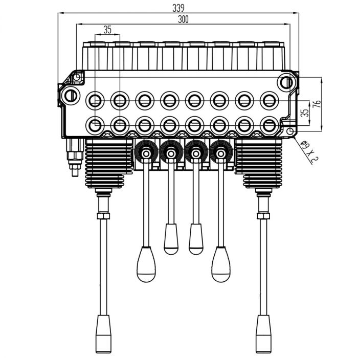 Ventilpakke 8 sektioner, 2-greb, 25 l/min