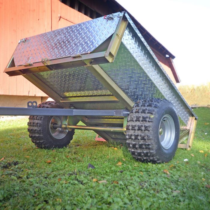 Tipvogn ATV 500 kg med galvaniseret dørkplade