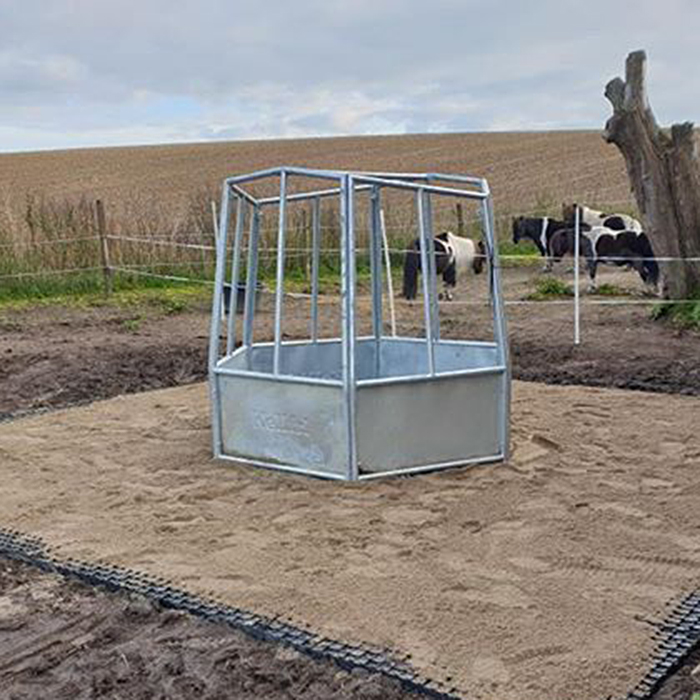 Foderhæk sekskantet med presseningstag, 12 pladser