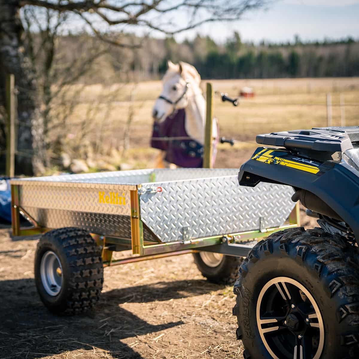 Tipvogn ATV 500 kg med galvaniseret dørkplade