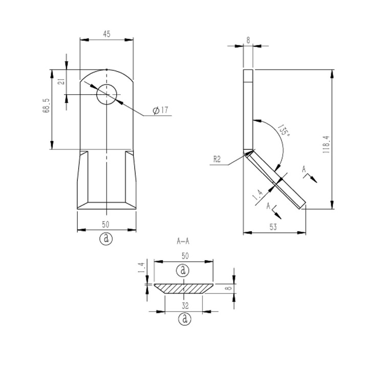 Y-slagle 17 x 53 x 118,4 mm