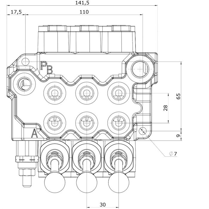 Ventilpakke 3 sektioner, multigreb